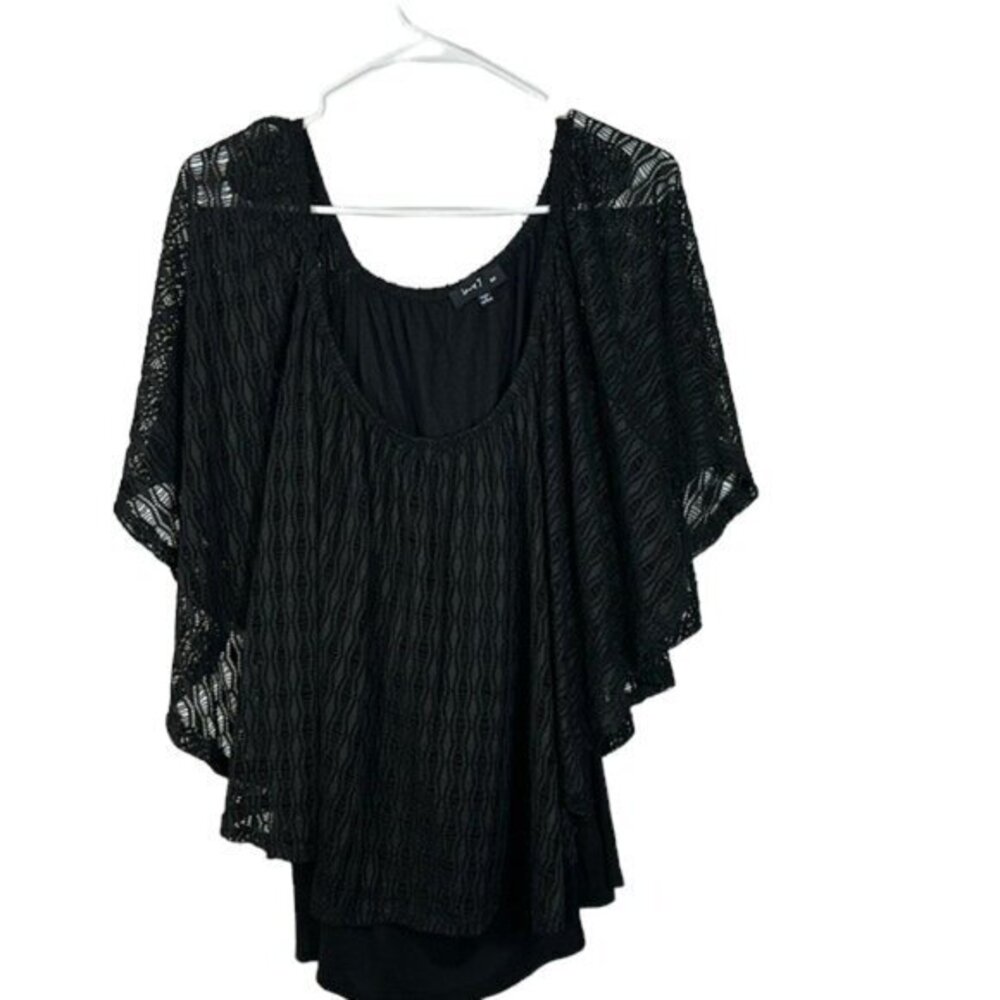 Plus Size Love J Lace Black Batwing Blouse Size 3X EUC #4317
